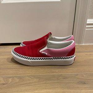 Red vans with checkered rim women’s size 9